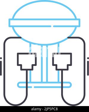 city hub station line icon, outline symbol, vector illustration, concept sign Stock Vector