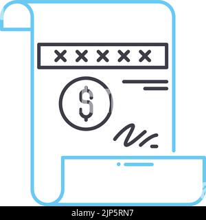 cheque line icon, outline symbol, vector illustration, concept sign Stock Vector