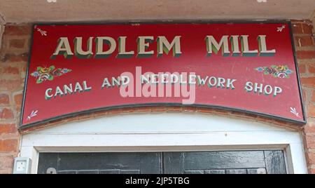 Audlem Mill , canal and needlework shop, Audlem, Cheshire, England, UK, CW3 0AB Stock Photo