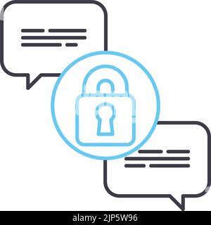 encrypted chat line icon, outline symbol, vector illustration, concept sign Stock Vector
