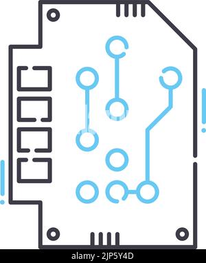 circuit board line icon, outline symbol, vector illustration, concept sign Stock Vector