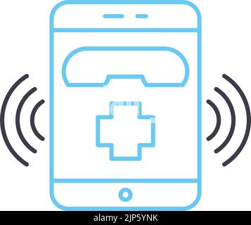 emergency call line icon, outline symbol, vector illustration, concept sign Stock Vector