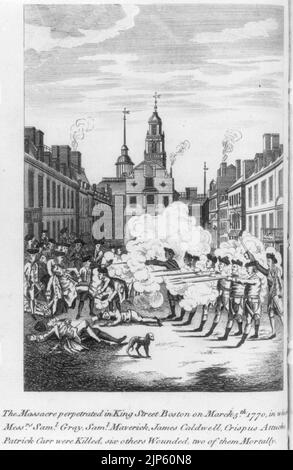 The massacre perpetrated in King Street Boston on March 5th 1770, ... Stock Photo