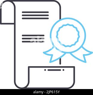 certificate line icon, outline symbol, vector illustration, concept sign Stock Vector