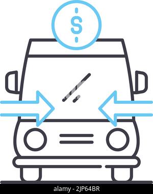 car loan line icon, outline symbol, vector illustration, concept sign Stock Vector