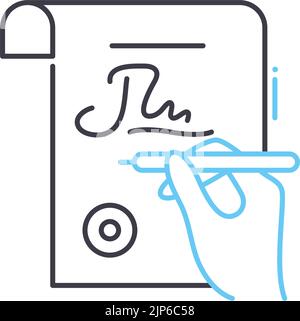 contract line icon, outline symbol, vector illustration, concept sign Stock Vector