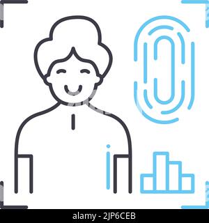 fingerprint scan line icon, outline symbol, vector illustration, concept sign Stock Vector