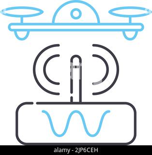 drone management line icon, outline symbol, vector illustration, concept sign Stock Vector