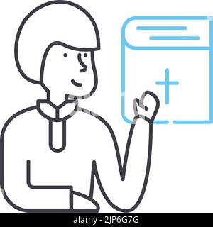 clergyman line icon, outline symbol, vector illustration, concept sign Stock Vector