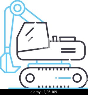compact excavator line icon, outline symbol, vector illustration, concept sign Stock Vector