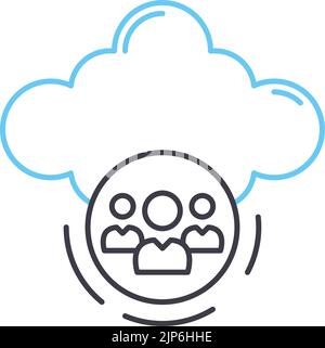 cloud user line icon, outline symbol, vector illustration, concept sign Stock Vector