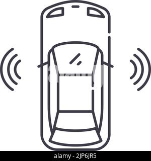 driverless car line icon, outline symbol, vector illustration, concept sign Stock Vector