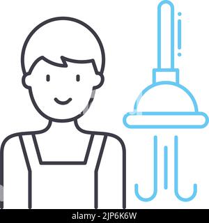 electrician line icon, outline symbol, vector illustration, concept sign Stock Vector