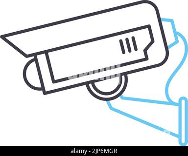 closed circuit camera line icon, outline symbol, vector illustration, concept sign Stock Vector