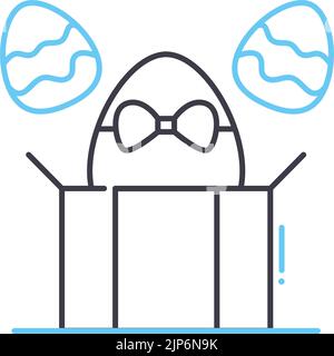 easter gift line icon, outline symbol, vector illustration, concept sign Stock Vector