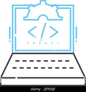 custom code implementation line icon, outline symbol, vector illustration, concept sign Stock Vector