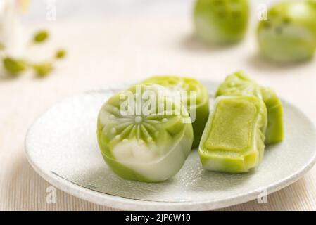 Chinese mid autumn festival snowy skin mooncakes Stock Photo