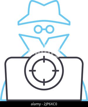 cyber hitmat line icon, outline symbol, vector illustration, concept sign Stock Vector