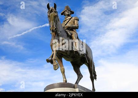 George Washington statue is the famous landmark in Boston Public Garden, USA Stock Photo