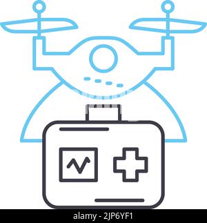 drone delivery icon Black line art vector in black and white outline ...