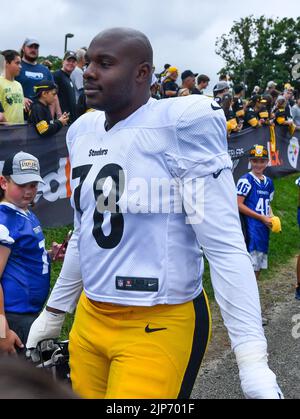 Pittsburgh Steelers guard James Daniels (78) blocks during an NFL football  game, Sunday, Oct. 9, 2022, in Orchard Park, NY. (AP Photo/Matt Durisko  Stock Photo - Alamy