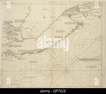 The New England coasting pilot from Sandy Point of New York, unto Cape Canso in Nova Scotia and part of Island Breton - with the courses and distances from place to place, and towns on the Stock Photo