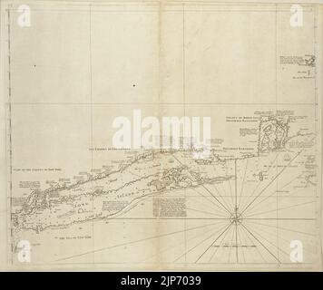 The New England coasting pilot from Sandy Point of New York, unto Cape Canso in Nova Scotia and part of Island Breton - with the courses and distances from place to place, and towns on the Stock Photo