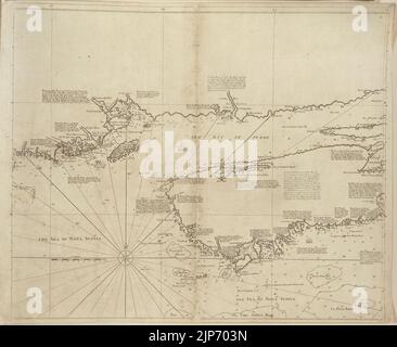 The New England coasting pilot from Sandy Point of New York, unto Cape Canso in Nova Scotia and part of Island Breton - with the courses and distances from place to place, and towns on the Stock Photo