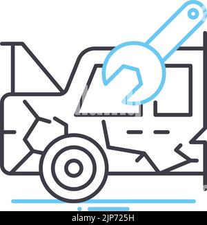 car body paint repair line icon, outline symbol, vector illustration, concept sign Stock Vector