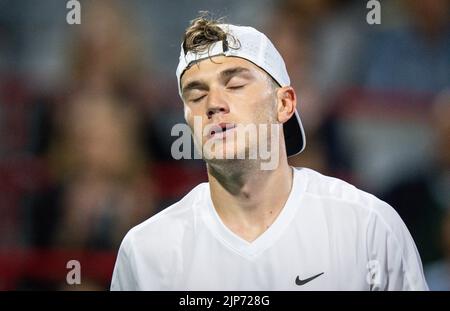 Jack Draper of Great Britain reacts during the National Bank Open at Stade IGA on August 12, 2022 in Montreal, Canada. Credit: Mathieu Belanger/AFLO/Alamy Live News Stock Photo