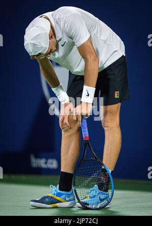Jack Draper of Great Britain reacts during the National Bank Open at Stade IGA on August 12, 2022 in Montreal, Canada. Credit: Mathieu Belanger/AFLO/Alamy Live News Stock Photo