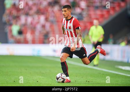 Bilbao, Spain. August 15, 2022, Yuri Berbiche of Athletic Club during the La Liga match between Athletic Club and RCD Mallorca played at Sam Mames Stadium on August 15, 2022 in Bilbao, Spain. (Photo by Cesar Ortiz / PRESSIN) Stock Photo