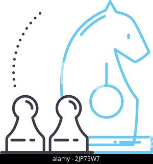 chess strategy line icon, outline symbol, vector illustration, concept sign Stock Vector