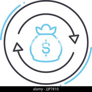 financial turnover line icon, outline symbol, vector illustration, concept sign Stock Vector