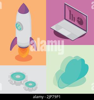 start up isometric style Stock Vector