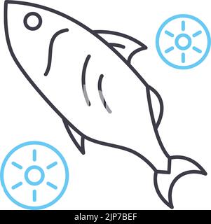 fish with lime line icon, outline symbol, vector illustration, concept sign Stock Vector