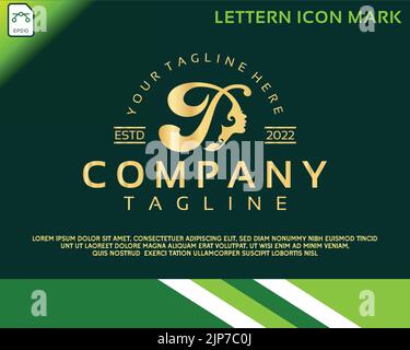 Creative beautiful woman's face with letter D luxury beauty face logo Stock Vector