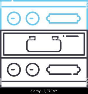 deposit safe box line icon, outline symbol, vector illustration, concept sign Stock Vector