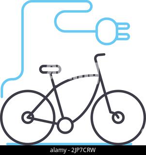 electric bike line icon, outline symbol, vector illustration, concept sign Stock Vector