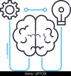 engineer mind line icon, outline symbol, vector illustration, concept sign Stock Vector