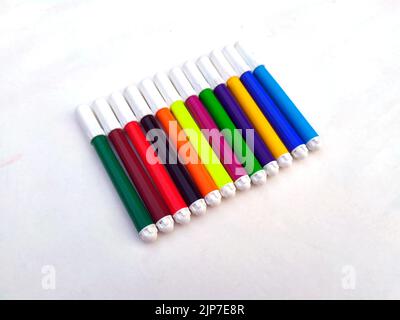 Multi Colored Marker Isolated on White Background Stock Photo
