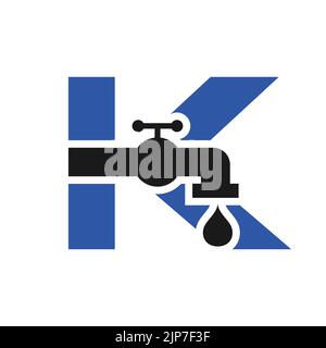 Letter K Plumber Logo Design. Plumbing Water with Letter K Logo Template Stock Vector