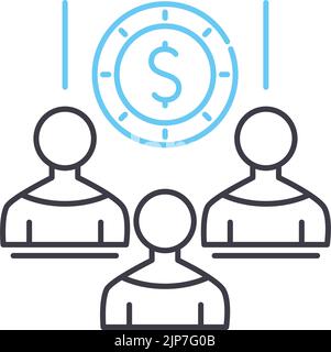 equity crowd funding line icon, outline symbol, vector illustration, concept sign Stock Vector