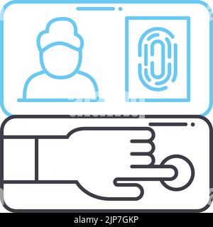biomentric identification device line icon, outline symbol, vector illustration, concept sign Stock Vector