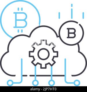 cloud mining line icon, outline symbol, vector illustration, concept sign Stock Vector