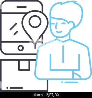 deliverer line icon, outline symbol, vector illustration, concept sign Stock Vector