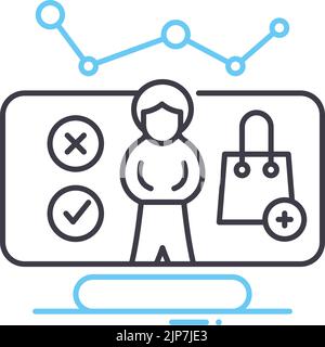 customer analysis line icon, outline symbol, vector illustration, concept sign Stock Vector