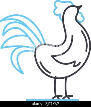 chicken line icon, outline symbol, vector illustration, concept sign ...