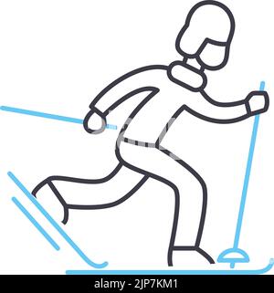 cross country skiing line icon, outline symbol, vector illustration, concept sign Stock Vector