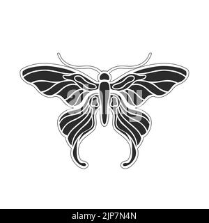 Art nouveau style basic butterfly element. 1920-1930 years vintage design. Symbol motif design. Isolated on white. Stock Vector